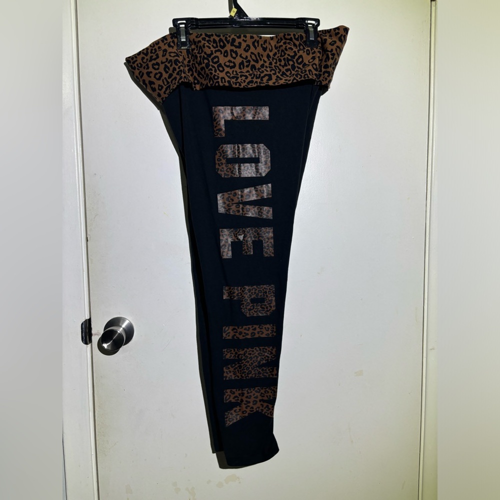 PINK Victoria's Secret Black and Leopard Leggings